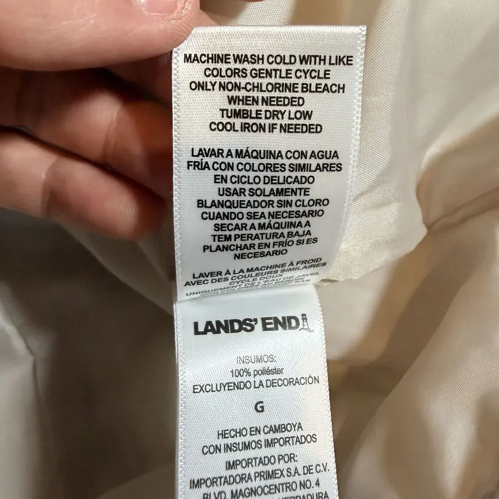Lands' End Lightweight Hooded Quilted Jacket Tan Women's Size Large full Zip NEW